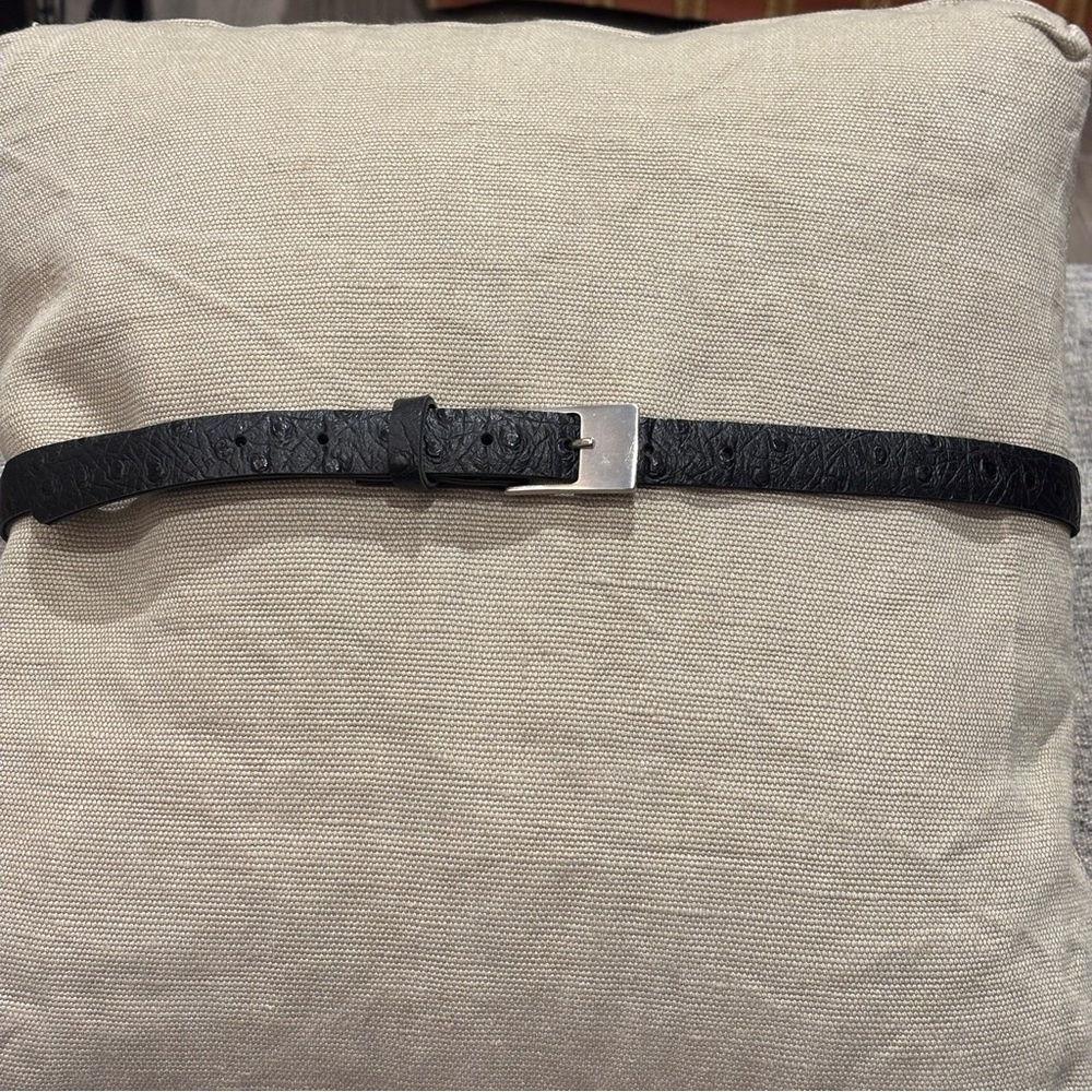 Women's Ostrich Effect Black Belt Silver Tone Buckle Fits up to 35”